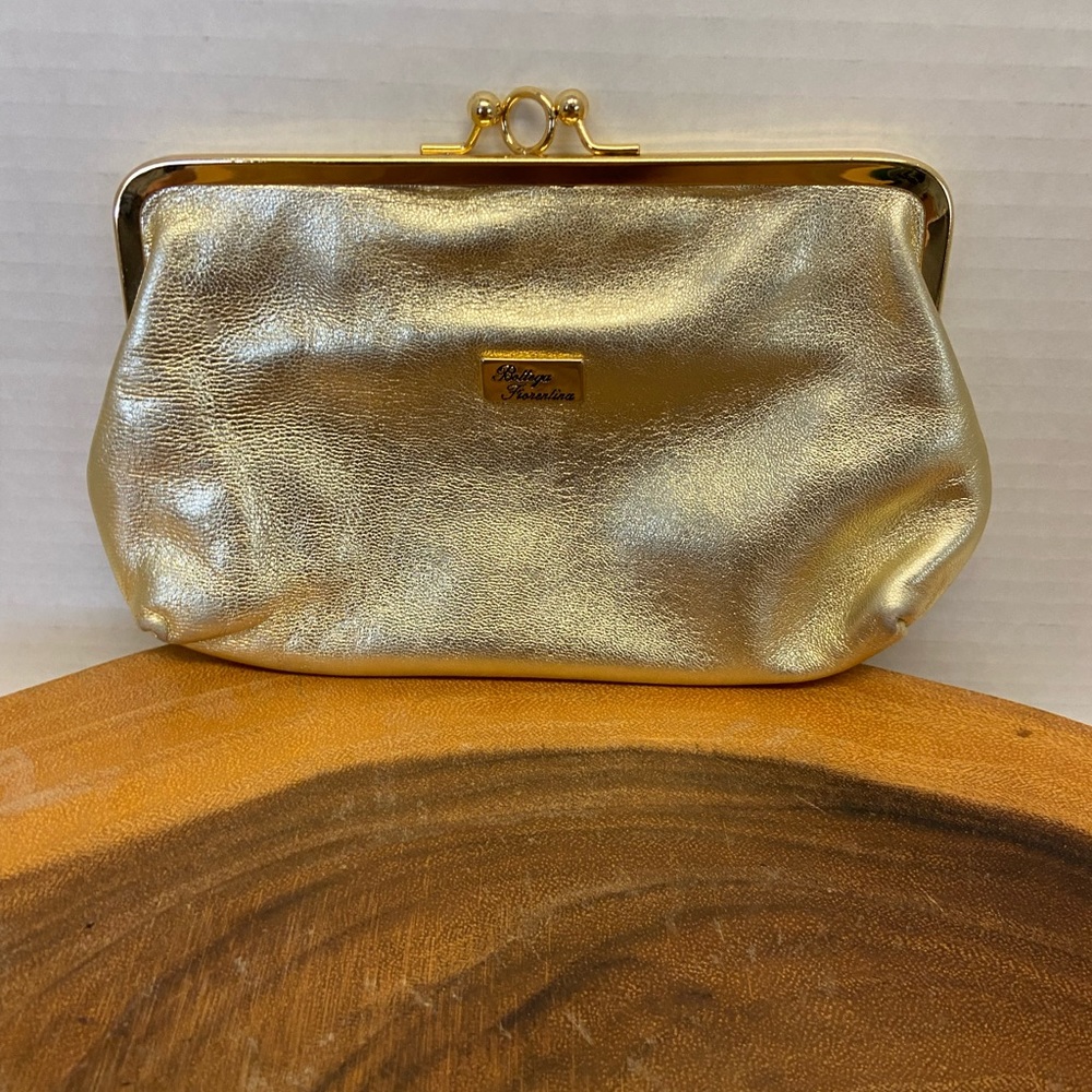 Bottega Fioritina gold Leather Key Chain Clutch Vintage